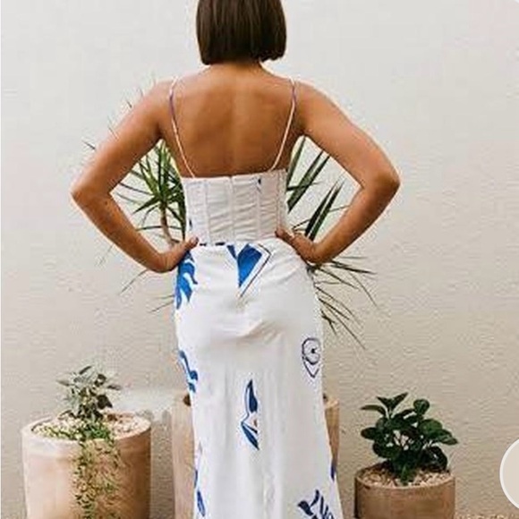 Sabo Skirt White and Blue Women's Summer Corset Maxi Dress NWT - Picture 2 of 7